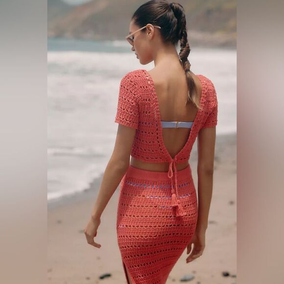 L*Space Anthropologie Sweetest Thing Crochet Maxi Skirt NWT - Picture 4 of 13